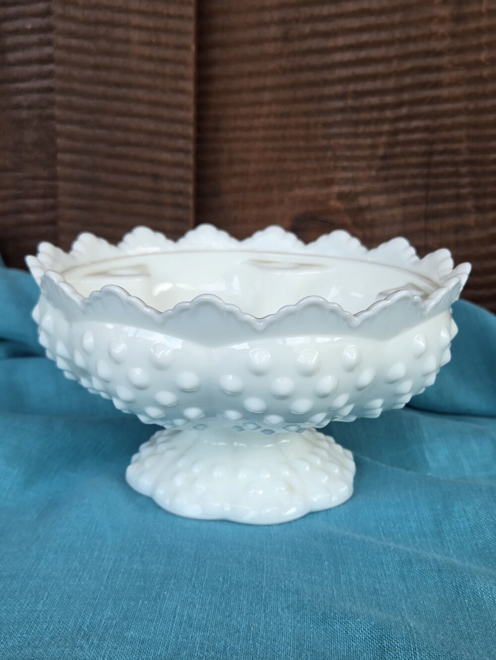 Fenton Hobnail Milk Glass Centerpiece Candle Holder